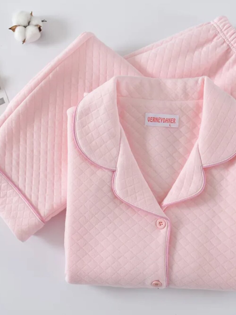 Pink Quilted Pajama Set - Picture 2 of 7